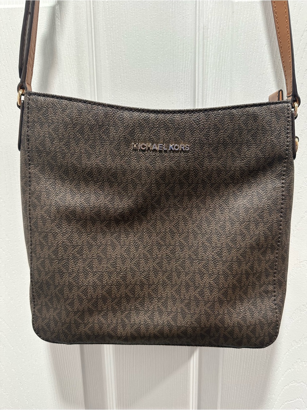 Michael Kors Dark Brown Logo-Print Crossbody Bag- Authentic